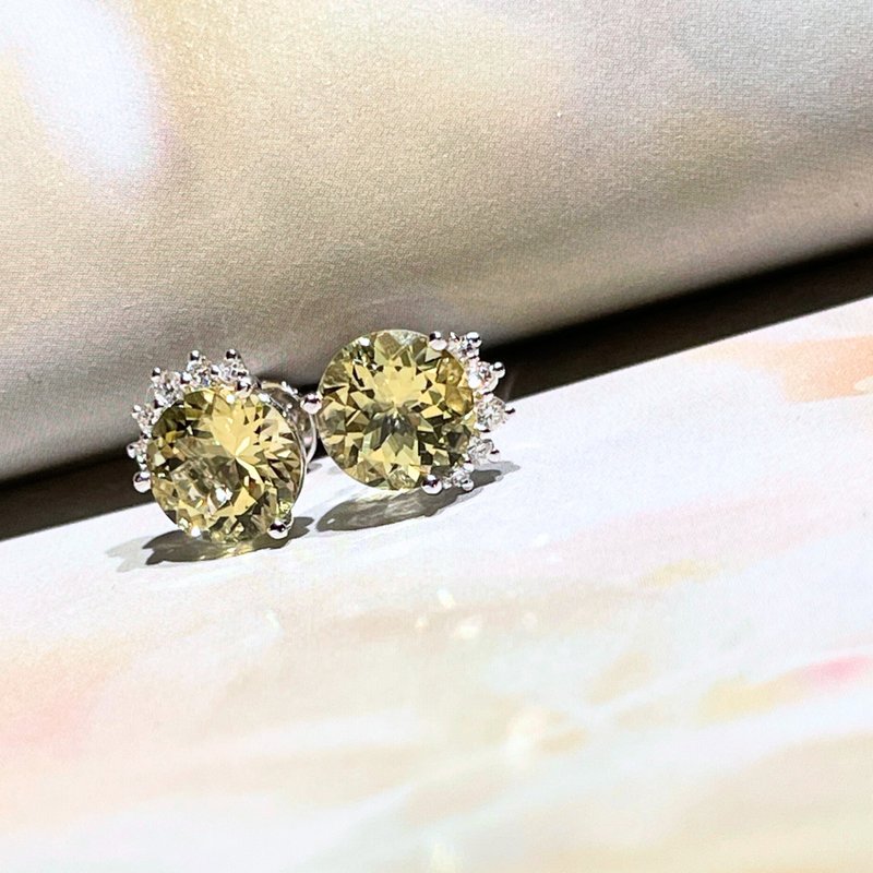 Beyond Tourmalines - 天然金绿柱石(2.32ct) 18k白金钻石耳环 - 耳环/耳夹 - 贵金属 