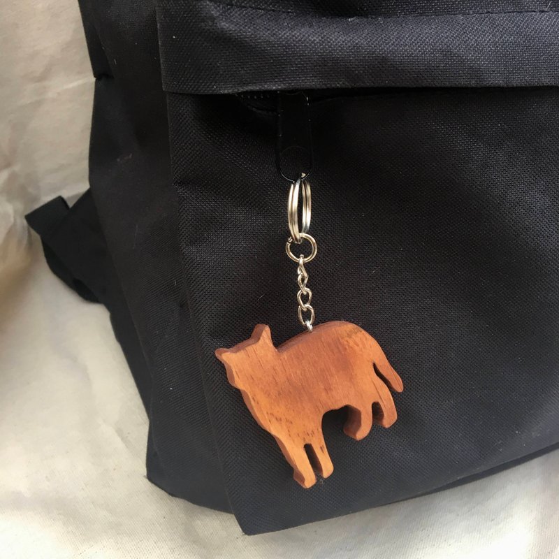 woowood-原木钥匙圈-猫 - 钥匙链/钥匙包 - 木头 咖啡色