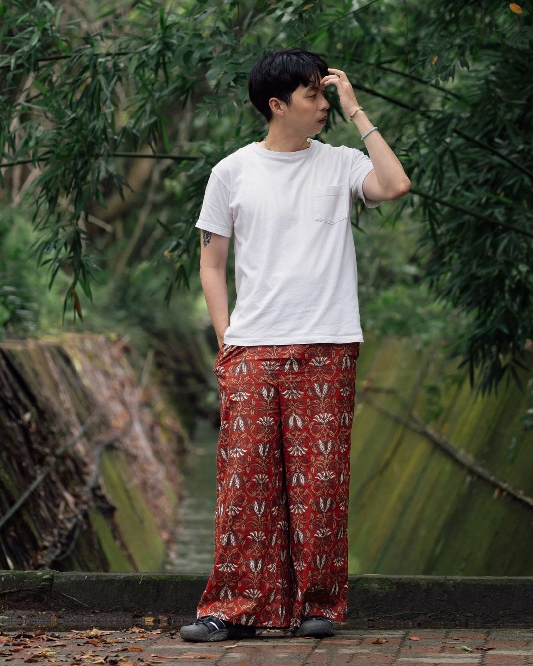印度盖染工艺纯棉 男生长裤 － 山茶花红 - 男士长裤 - 棉 多色