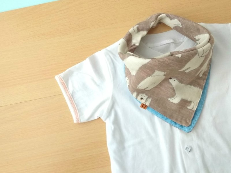 Baby Bib, 口水巾, Reversible, Bandana Bib, Polar Bear, Japanese Double Gauze - 围嘴/口水巾 - 纸 蓝色