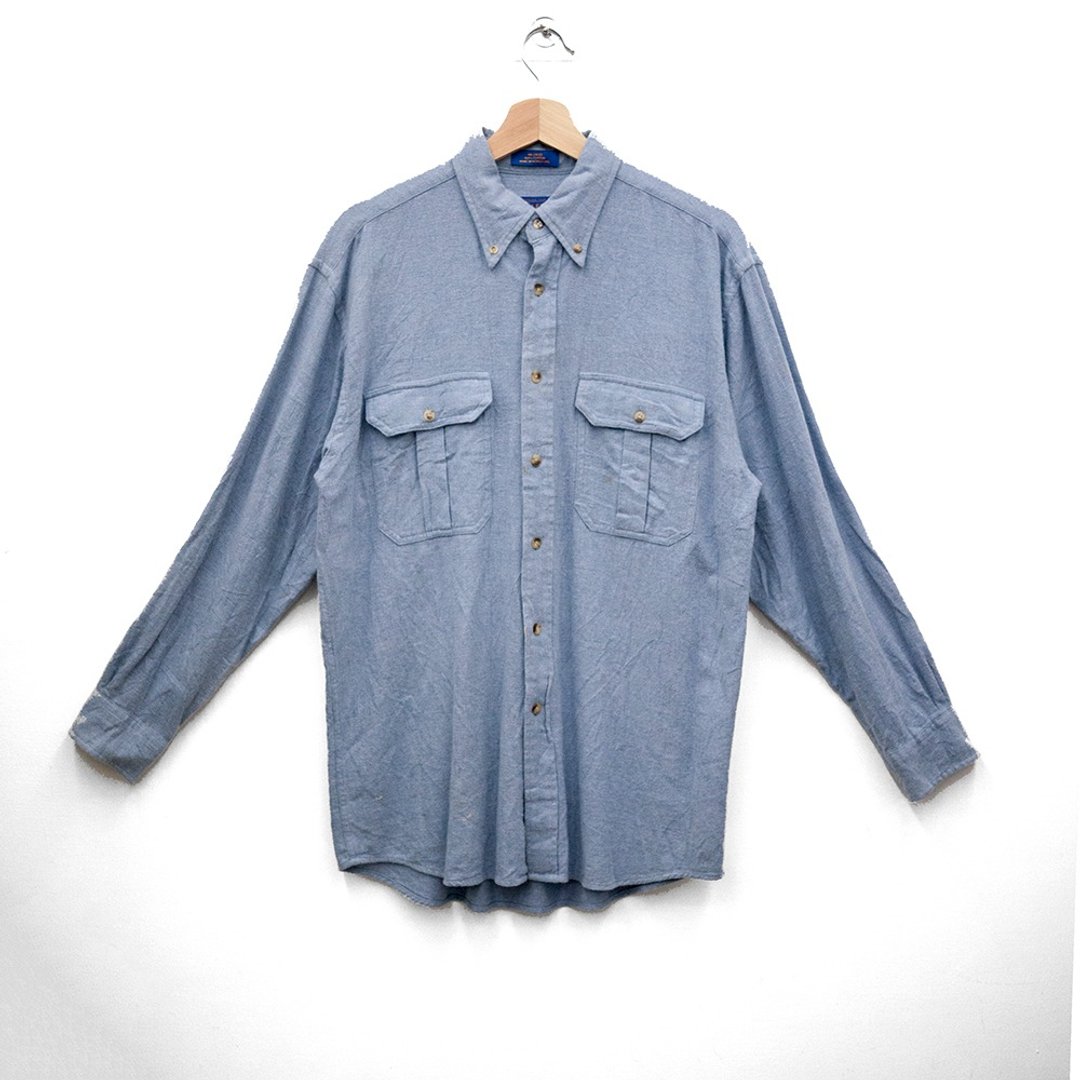PENDLETON 长袖衬衫 蓝色 二手 古着 - 男装衬衫 - 棉 蓝色