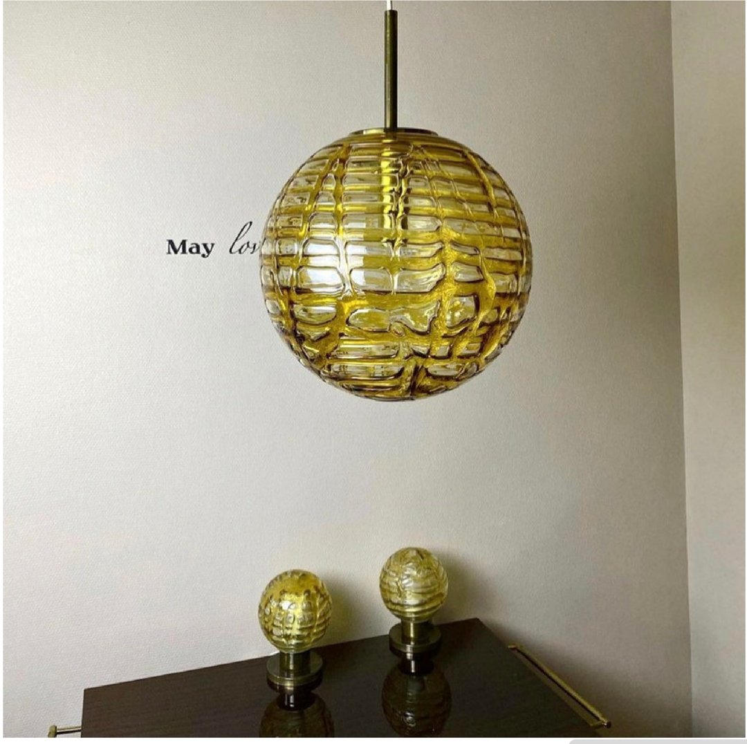 非常大的多利亚吊灯 + 2 壁灯 |复古穆拉诺玻璃镶嵌灯 - 灯具/灯饰 - 玻璃 金色