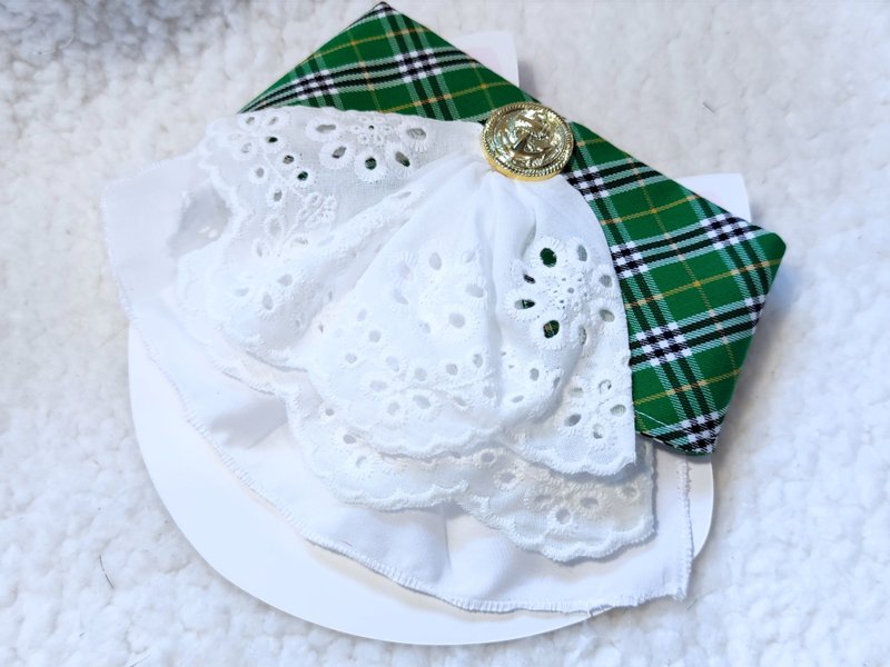 宠物 猫犬 狗狗 圆衫领 蕾丝 颈饰 - 项圈/牵绳 - 棉．麻 绿色