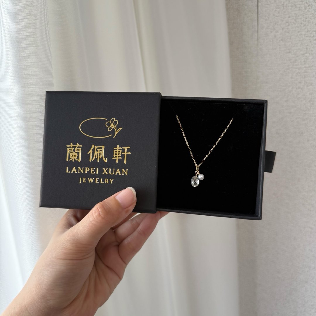 淡水珍珠项链 绿紫水晶 14KGF Green Amethyst 2 月诞生石 - 项链 - 半宝石 绿色