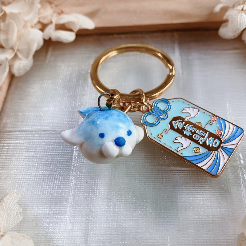 圣诞礼物【手作吊饰】小海豹缀金榜题名配饰 天蓝云烟釉 陶艺 生 - 吊饰 - 瓷 蓝色