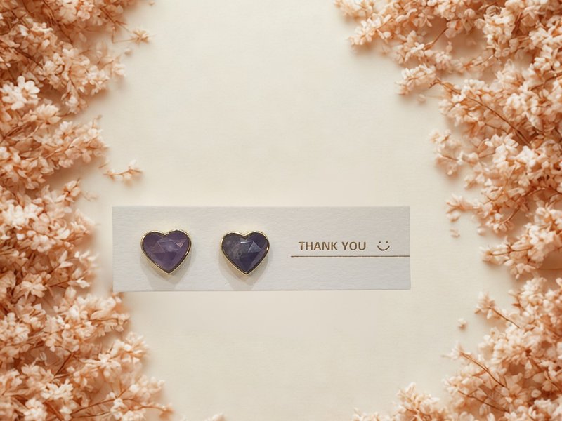 心之遥想 · 紫水晶 · 晶石耳环 - 耳环/耳夹 - 水晶 紫色