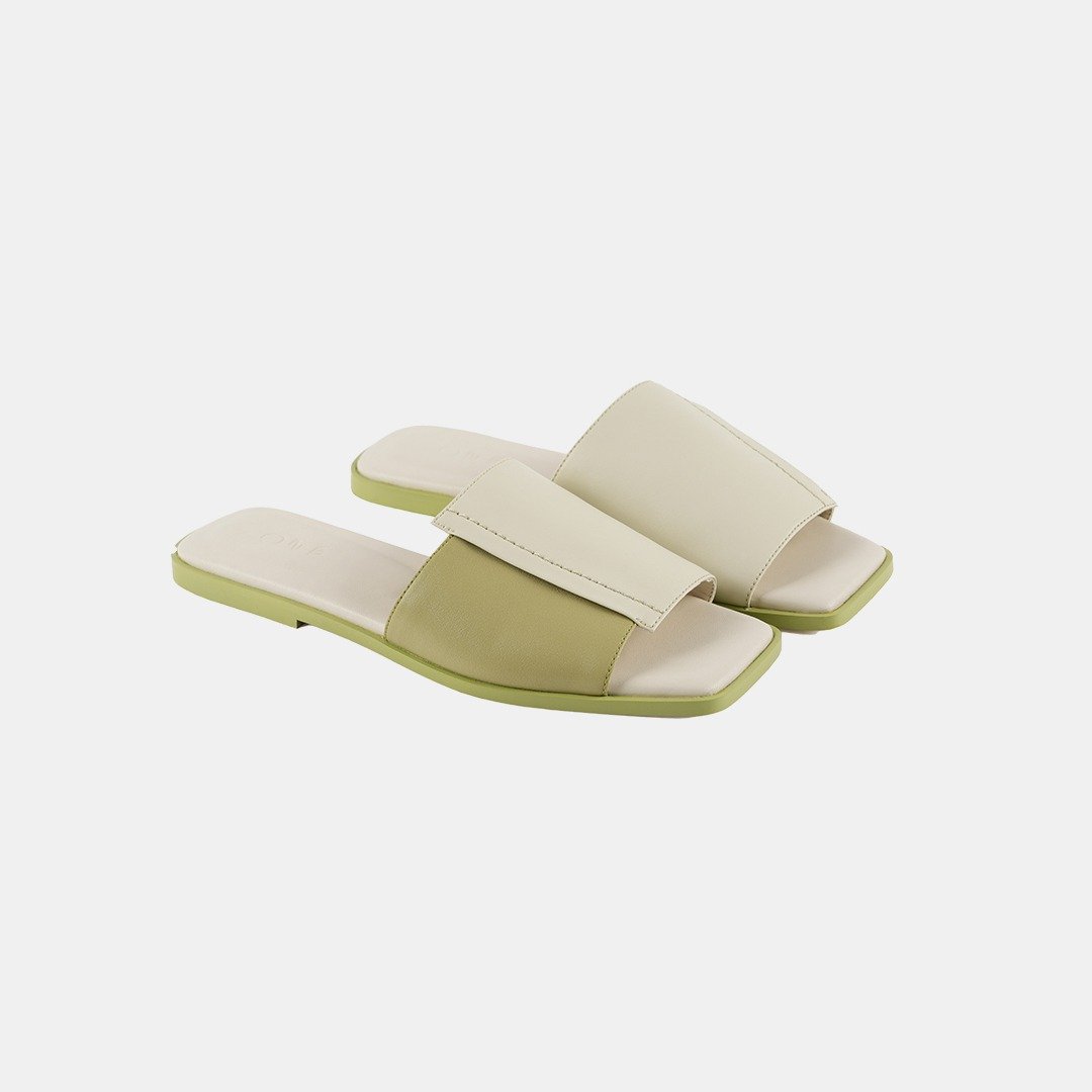 【春天来了】Peddle Corn leather Sandle 玉米基纯素皮革 凉鞋 - 拖鞋 - 人造皮革 绿色
