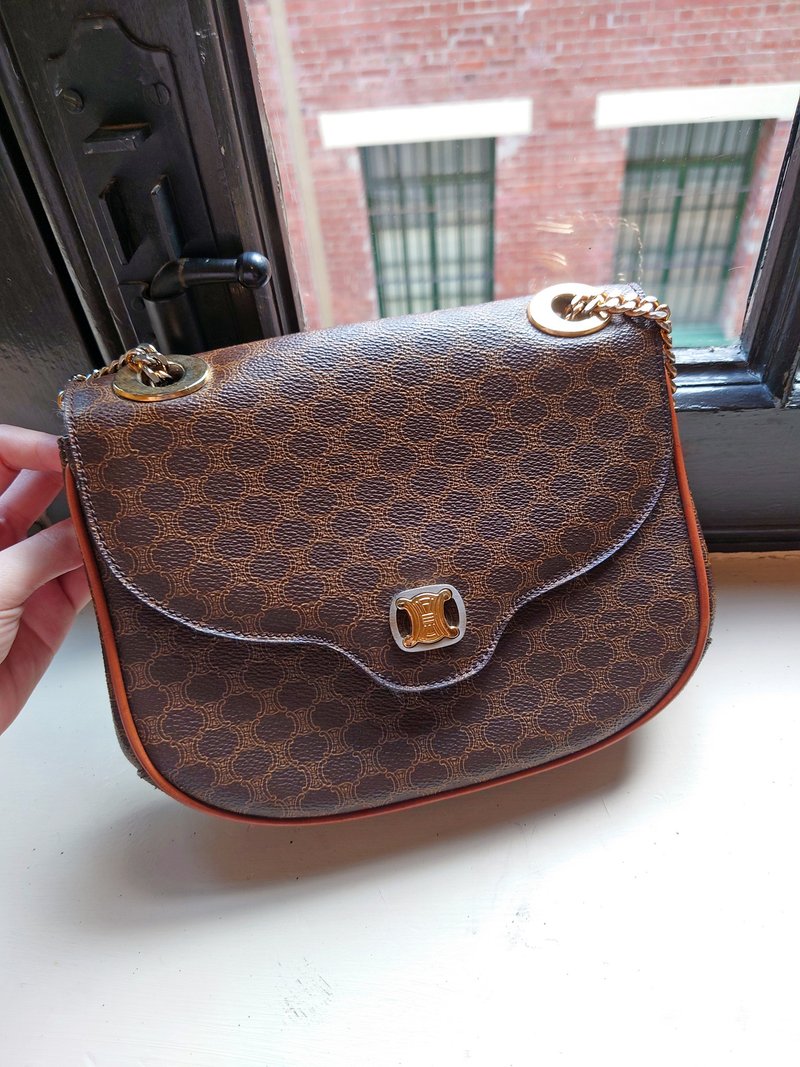 中古包 CELINE 棕老花双色凯旋门单肩包侧背包斜背包斜挎包链条包 - 侧背包/斜挎包 - 防水材质 咖啡色