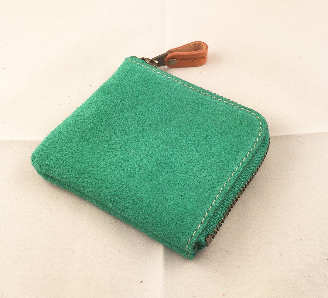 888GR L zipper coin purse folding wallet coin case pouch Tochigi leather suede leather leather Lzipper coin case wallet coin purse pouch Tochigi leather suede leather TOCHIGI leather gauge L zip / bid type case / packing / zero packing / bag / Tochigi leat - 零钱包 - 真皮 绿色
