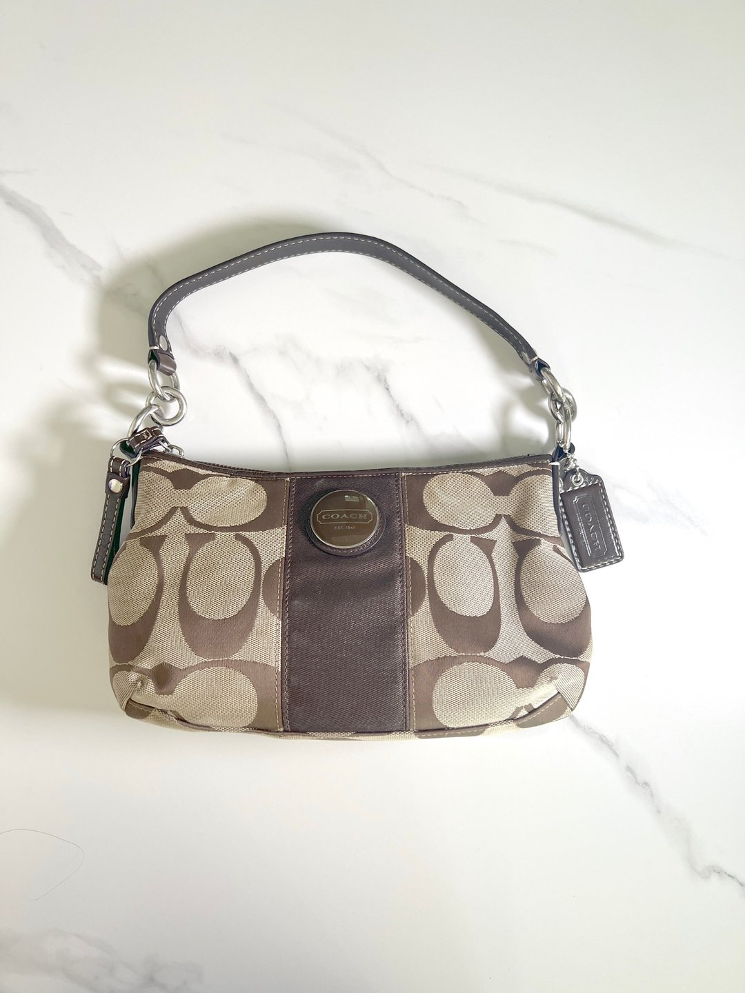 Coach 啡色老花单肩 腋下包手提袋 日本中古二手 - 手提包/手提袋 - 其他材质 咖啡色