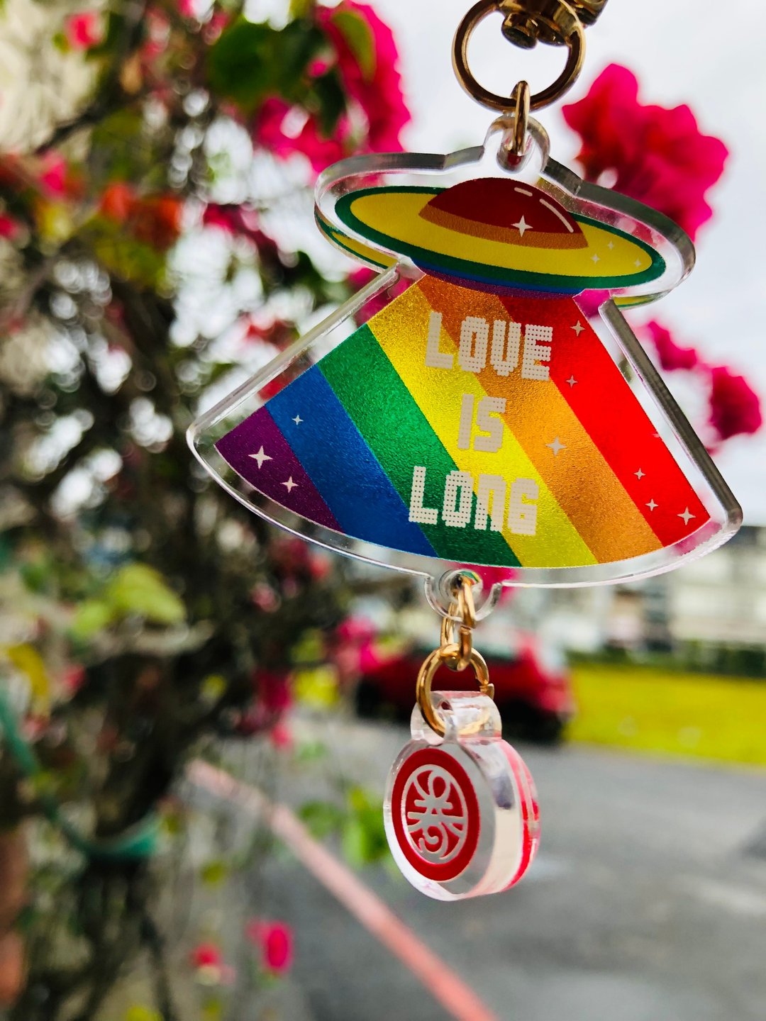 米修米修-Love is long-飞碟天使-彩虹星球-插画压克力造型钥匙圈 - 钥匙链/钥匙包 - 压克力 