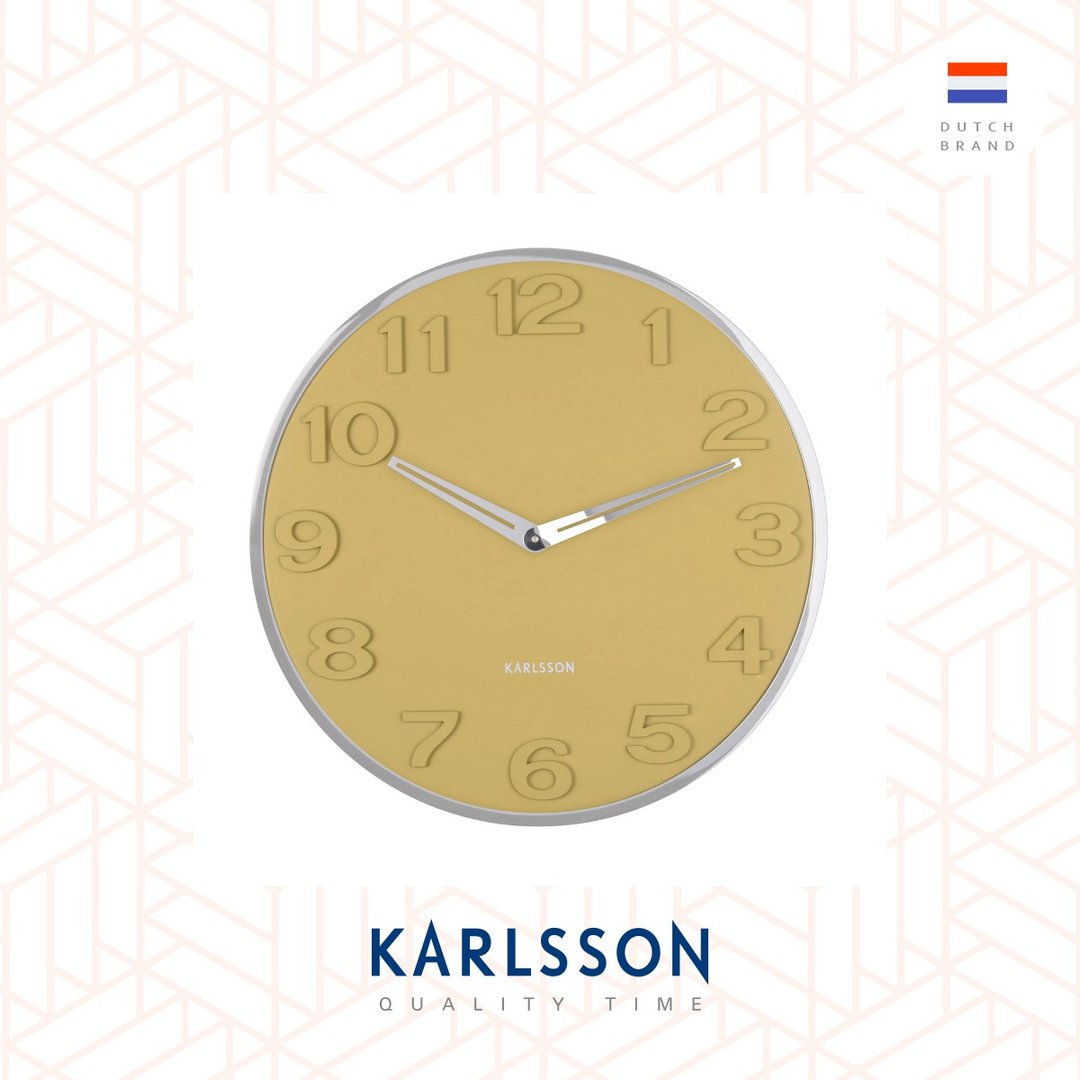 荷兰Karlsson, wall clock New Original numbers yellow 凸数字 - 时钟/闹钟 - 塑料 黄色