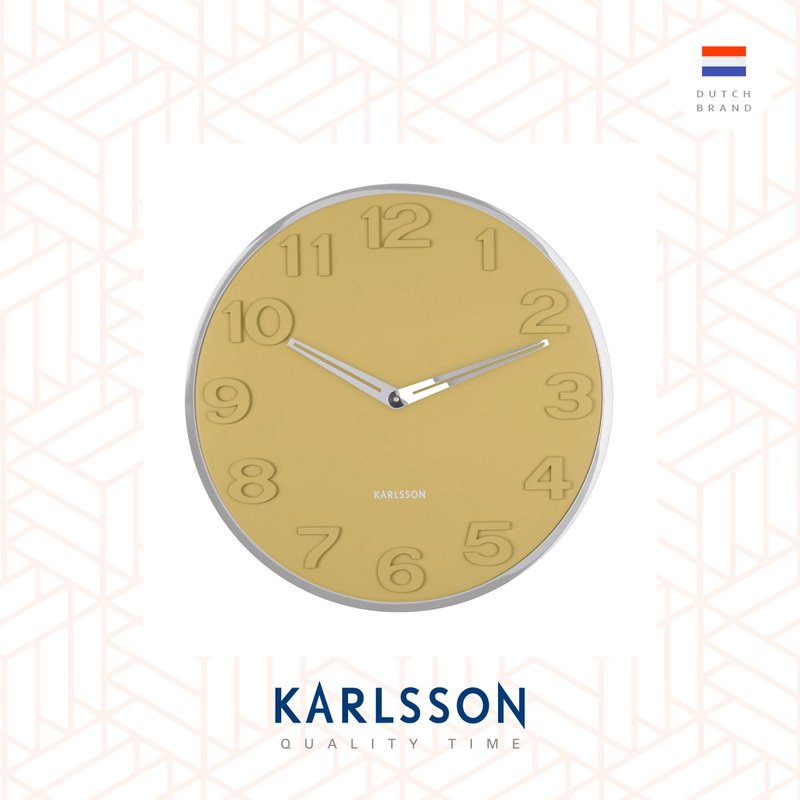荷兰Karlsson, wall clock New Original numbers yellow 凸数字 - 时钟/闹钟 - 塑料 黄色