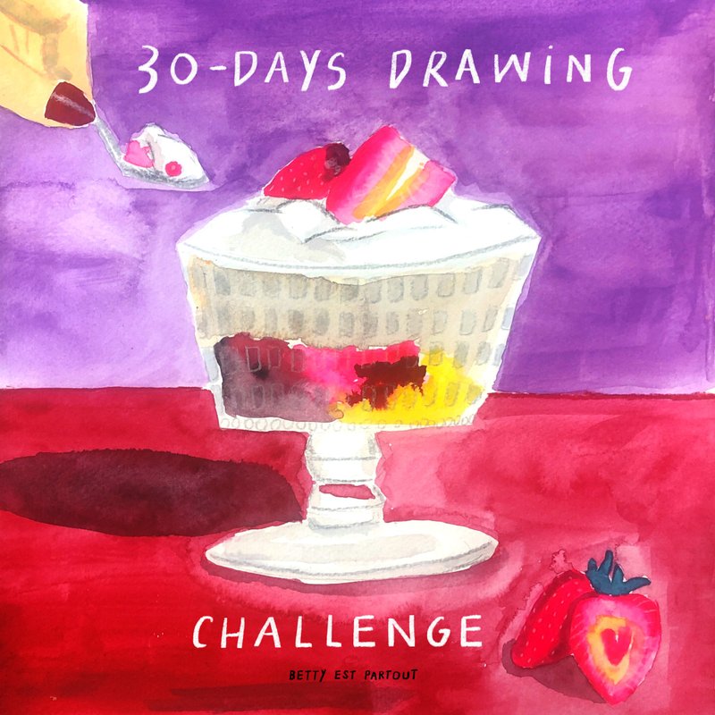 居家时尚草莓圣代独家手绘画作/居家摆饰 - 海报/装饰画/版画 - 纸 白色