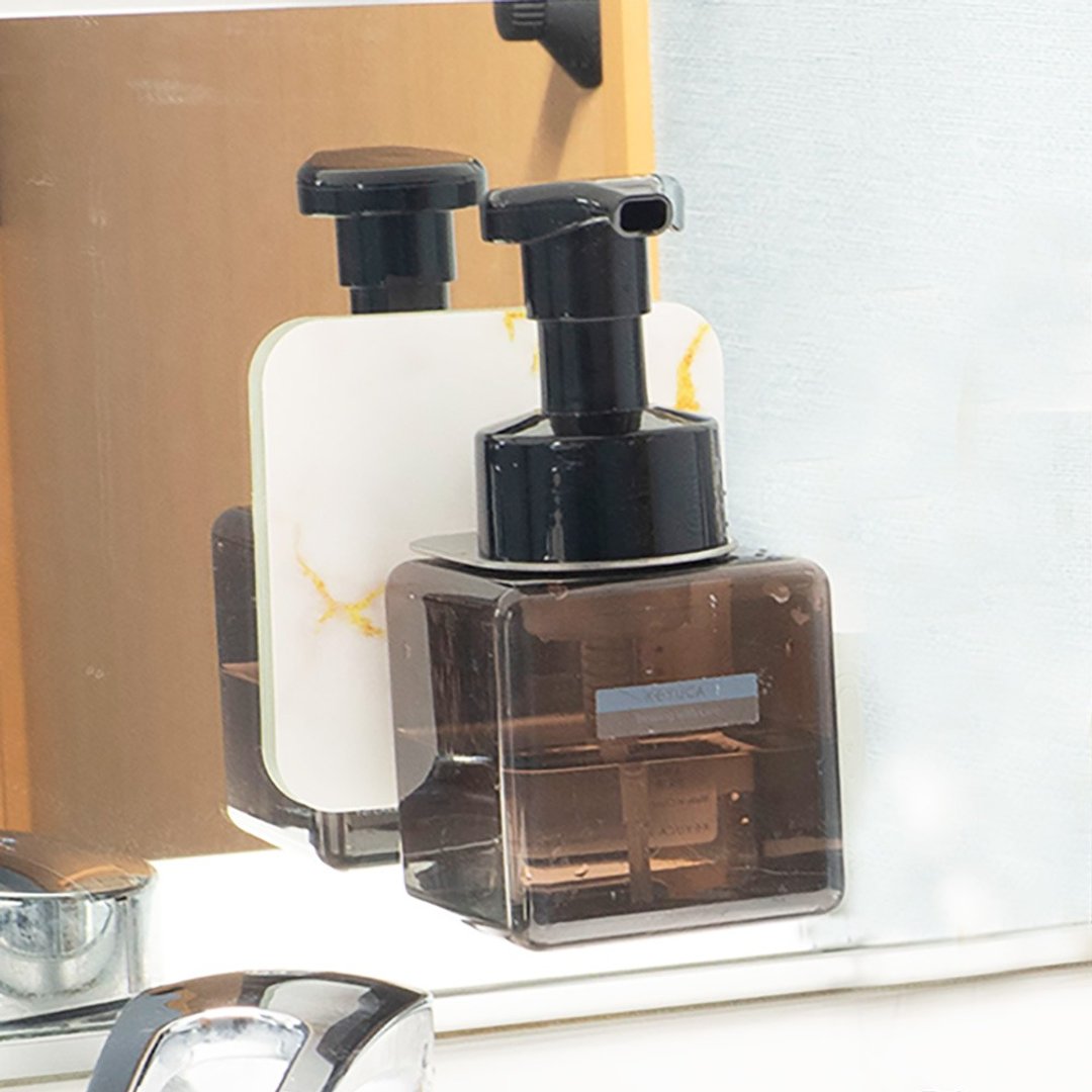 Otel Magic Sticky Hook Pump bottle Holder Mable pattern Silver metal part - 卫浴用品 - 塑料 白色