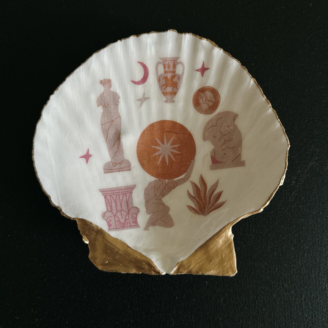 【也形】XL扇贝盘 | 薛西弗斯的石头 | 哲学 | 饰品盘矿盘 - 摆饰 - 贝壳 金色