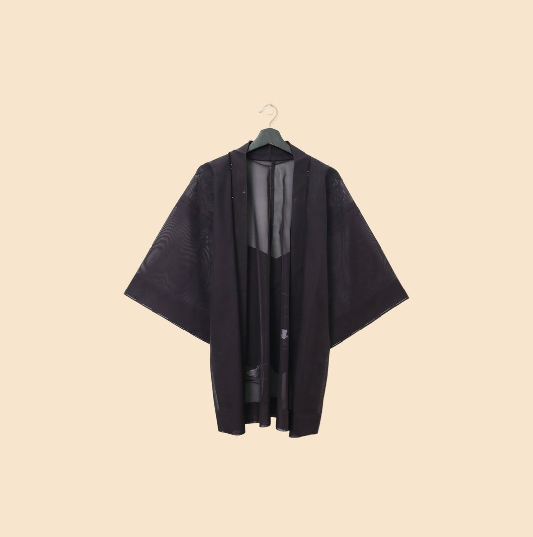 Back to Green-日本透肤羽织 迷雾深紫 隐密图腾 /vintage kimono - 女装休闲/机能外套 - 棉．麻 