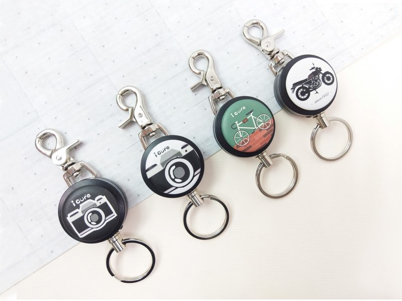 i好溜 伸缩钥匙圈 - 探索世界系列 / 相机 晴雨 热气球 档车 单车 - 钥匙链/钥匙包 - 其他材质 灰色