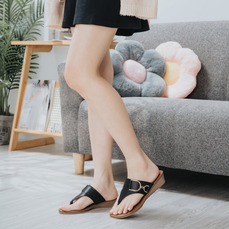 【气质优雅】MIT气质凉拖鞋。真皮。熏黑7128 - 男女凉鞋 - 真皮 黑色