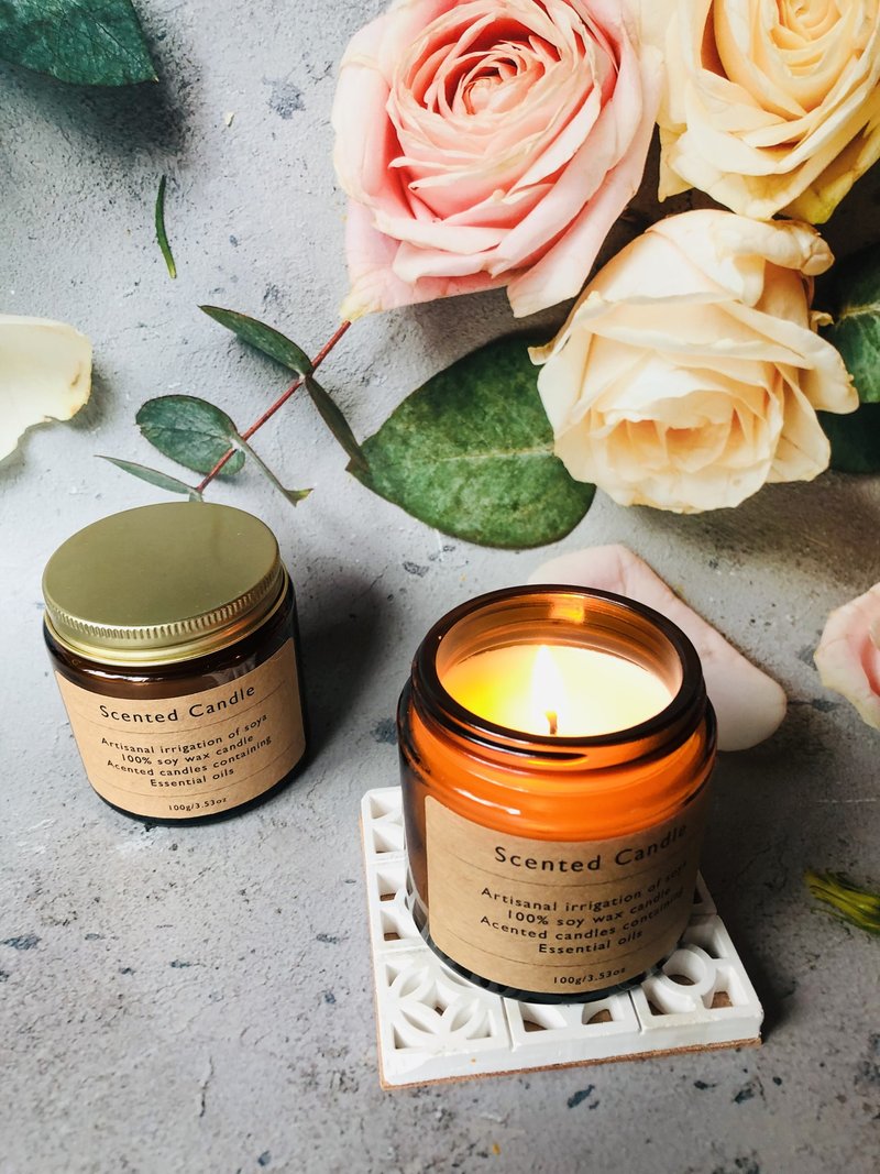 【居家香氛小物】葳创手作馆  玻璃瓶精油大豆蜡烛 - 蜡烛/烛台 - 蜡 