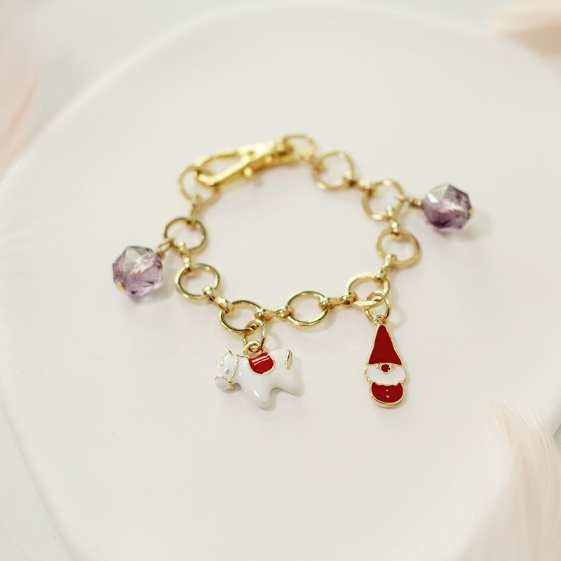 圣诞老人钻面紫水晶挂饰 - 吊饰 - 水晶 金色