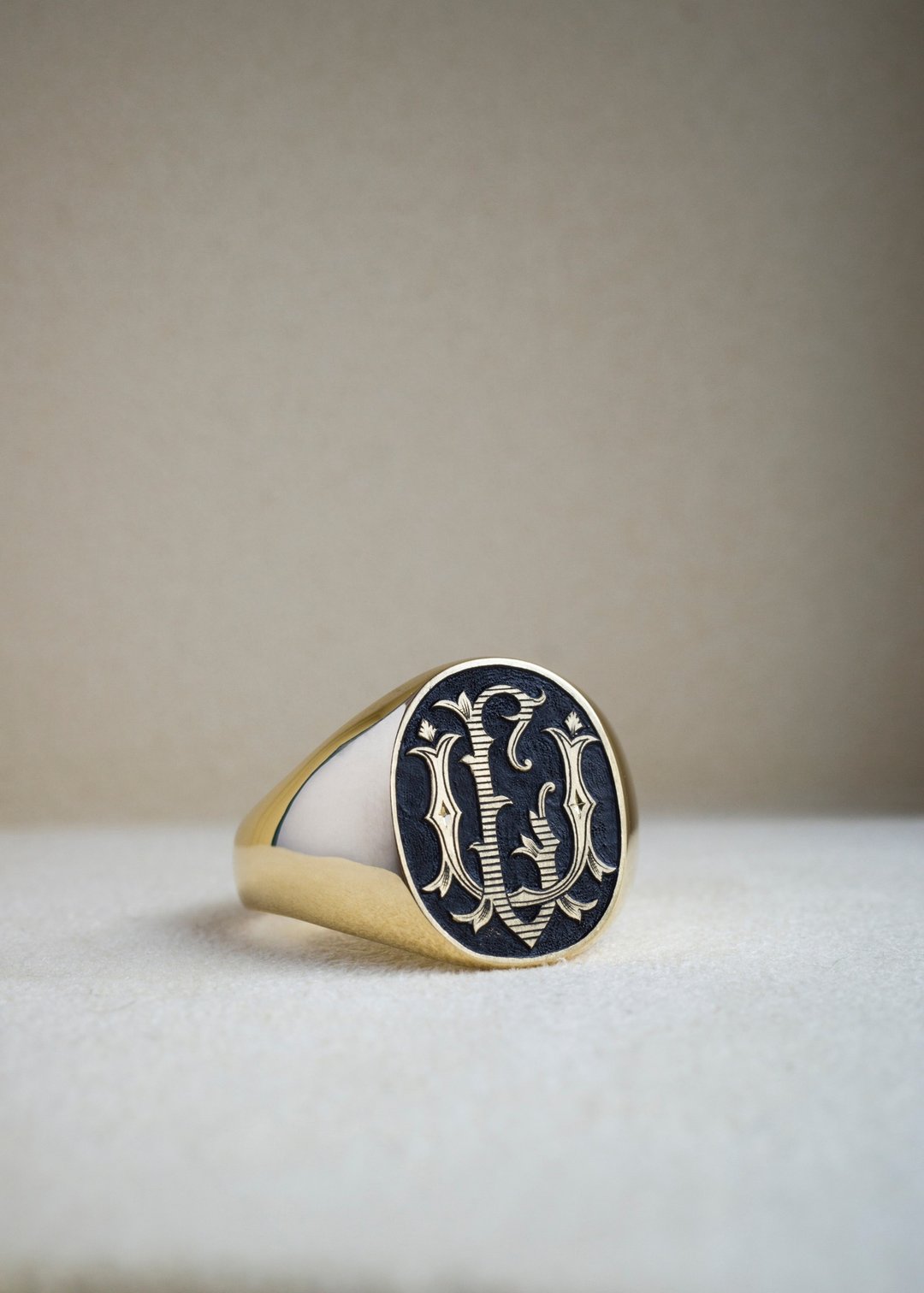 18K 黄金 - 花押字图章戒指-Monogram 12x14mm - 戒指 - 贵金属 
