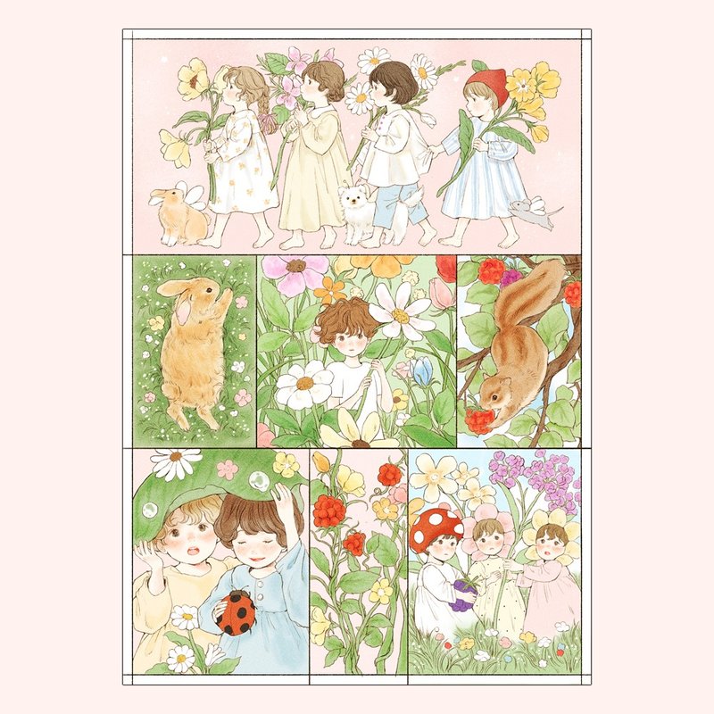 春天花仙贴纸 - 贴纸 - 纸 粉红色