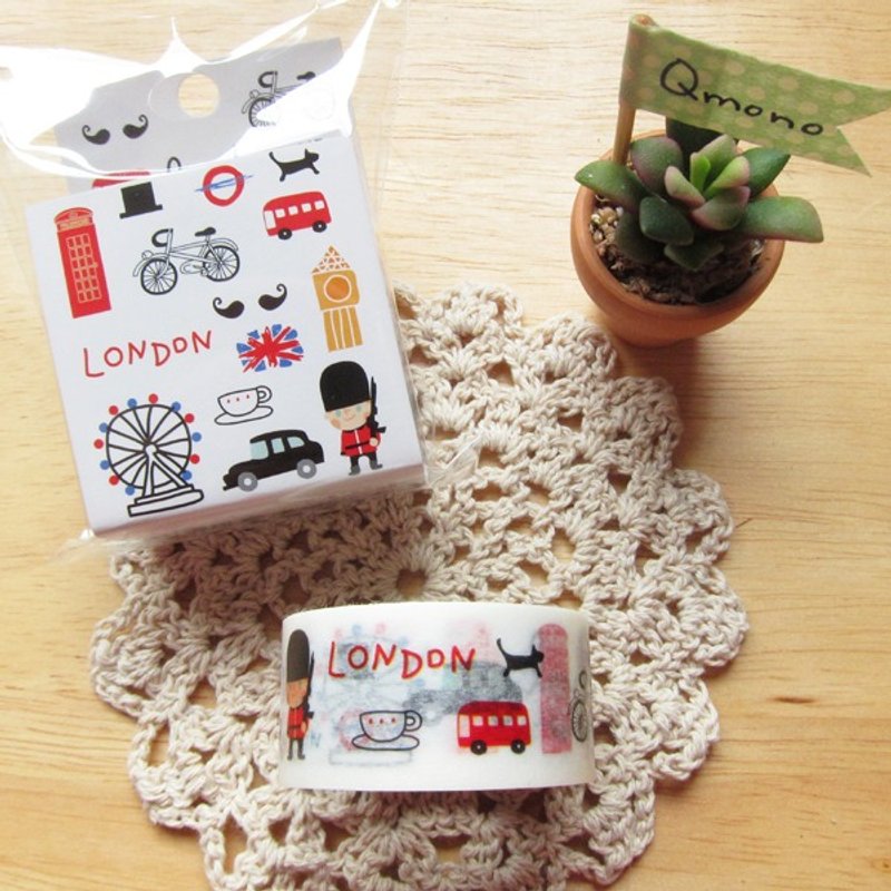 Qmono x Nicko妮可 联名纸胶带《London (QMT-N09)》旅行系列-伦敦 - 纸胶带 - 纸 多色