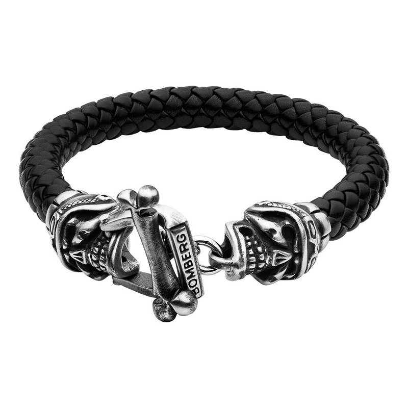 Leather SKULLY RIDER bracelet 骷髅骑士皮手环 - 手链/手环 - 不锈钢 黑色