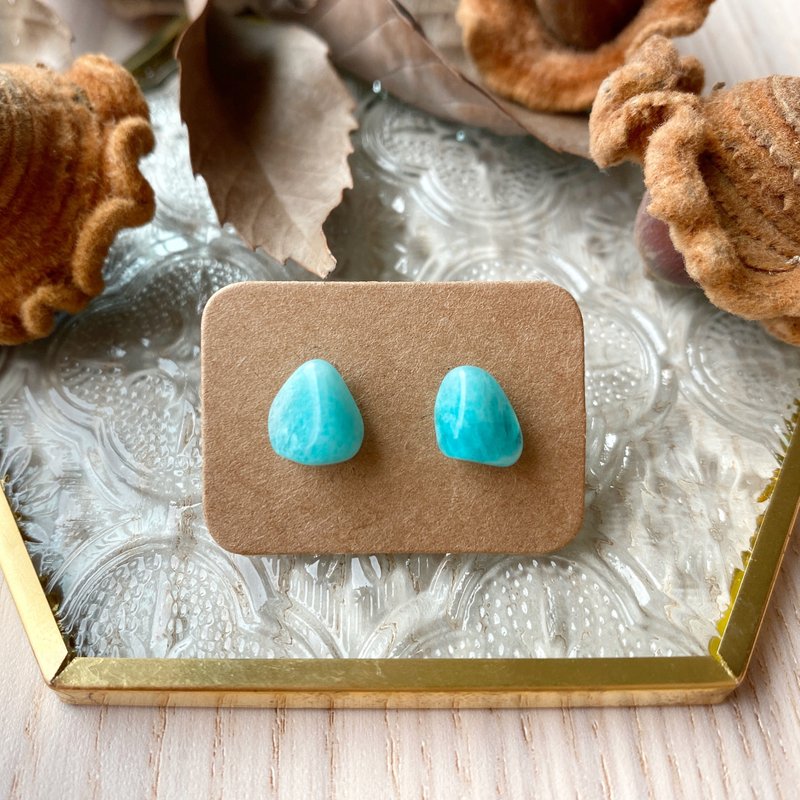 石光-天然矿石耳环-天河石11 - 耳环/耳夹 - 半宝石 蓝色