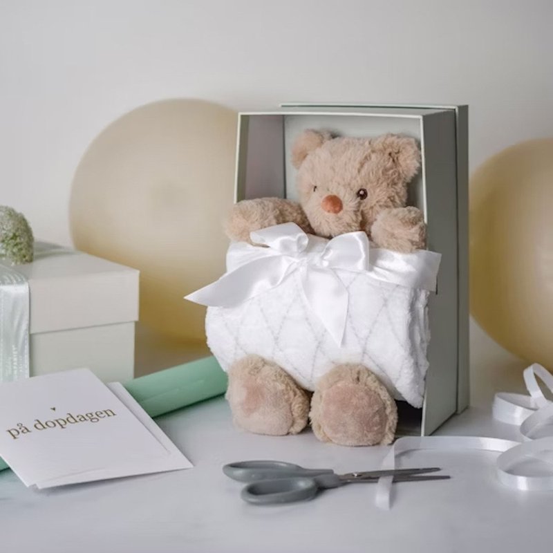 北欧瑞典Teddykompaniet Sven 奶茶熊毯子礼盒 圣诞礼物 交换礼物 - 满月礼盒 - 聚酯纤维 