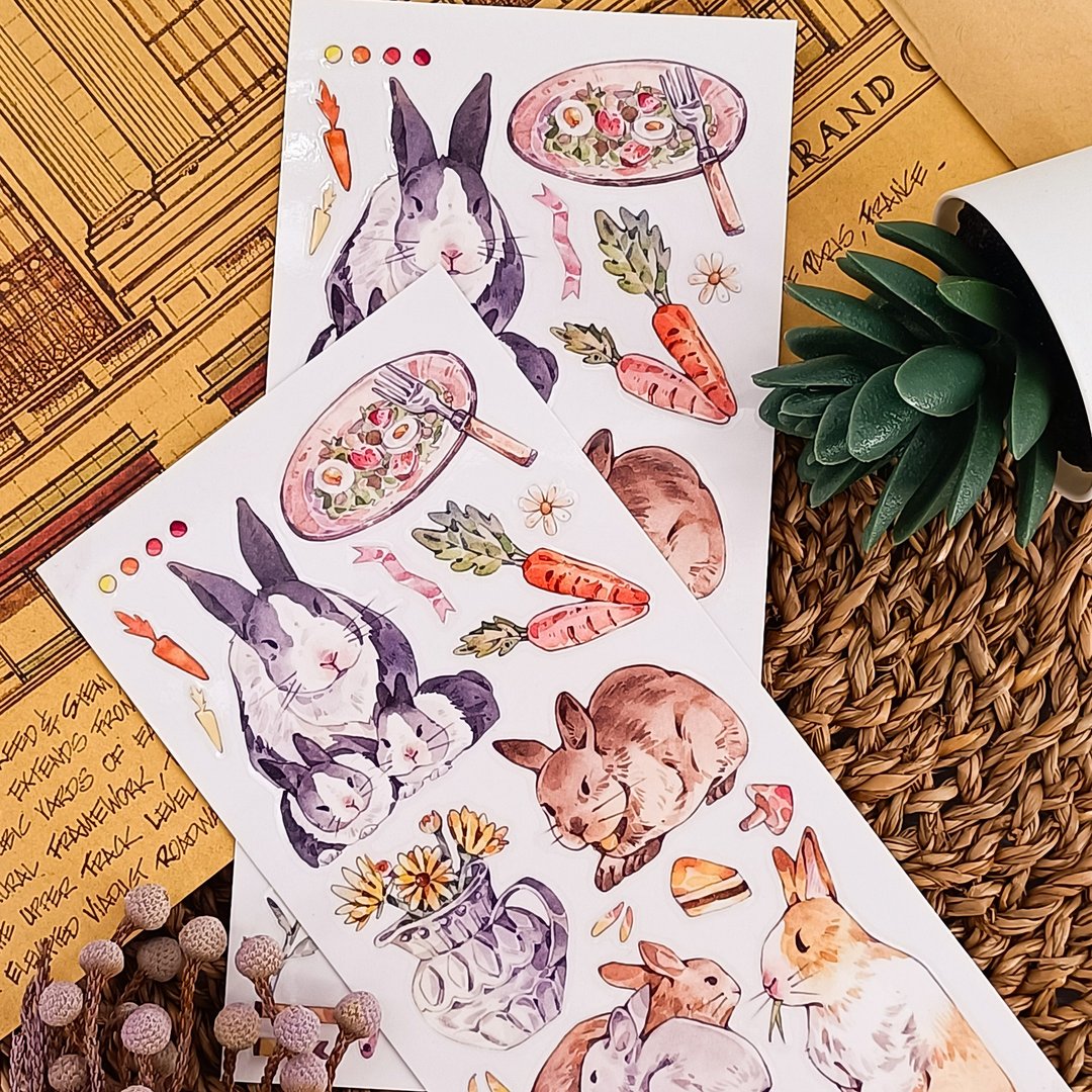 卡哇伊兔D /  轉印貼紙 - 贴纸 - 塑料 