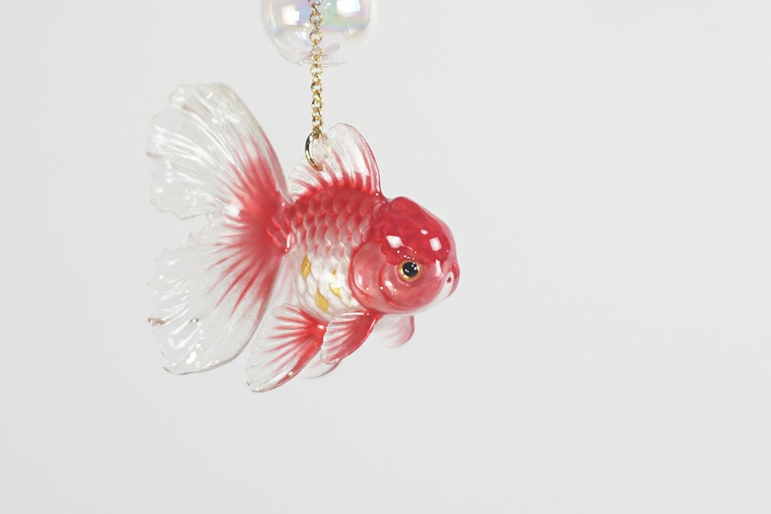 樱花粉金鱼灵动耳环耳夹 原创设计 粉色浪漫樱花祭创意饰品 - 耳环/耳夹 - 树脂 粉红色