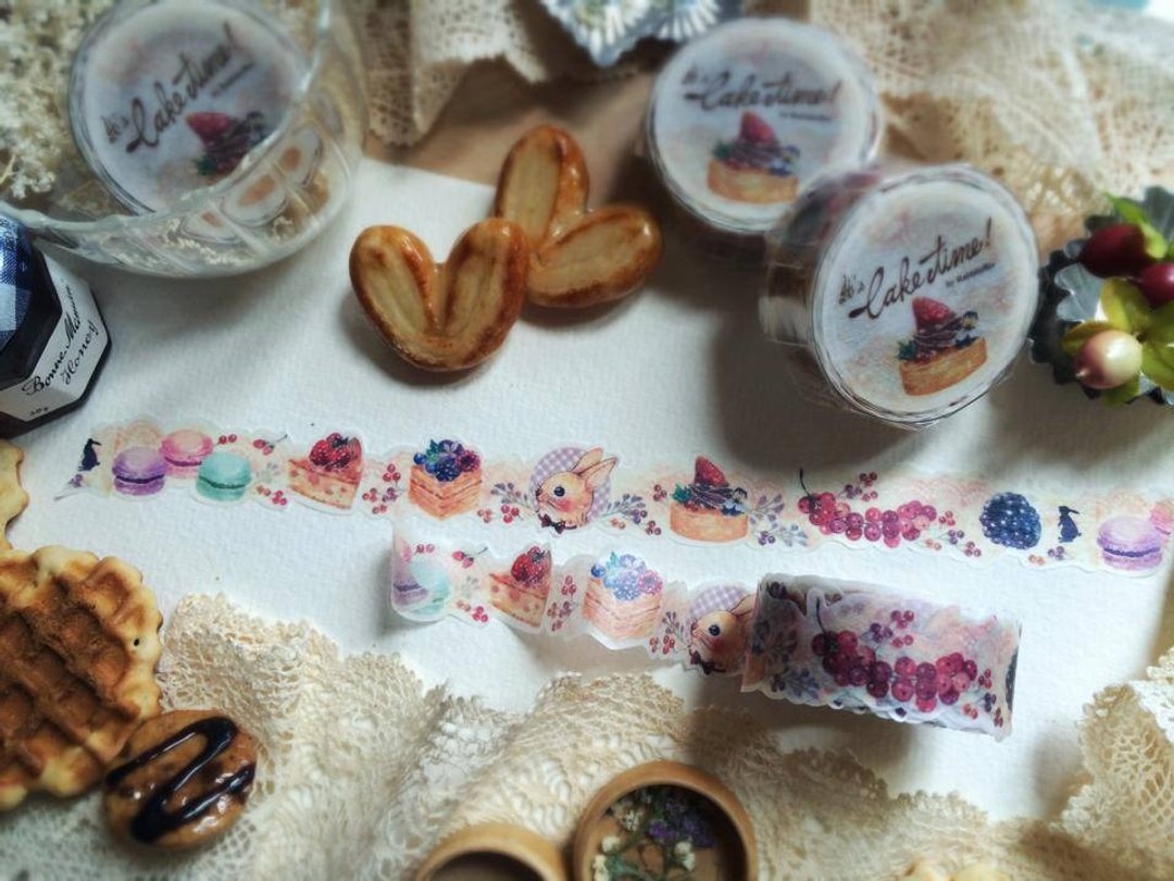 Rabbitoffee Masking Tape (No.2 - It's Cake Time!) - 纸胶带 - 纸 