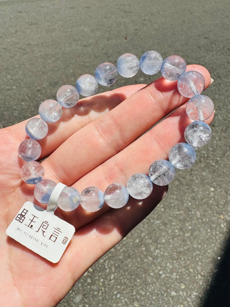 精品天然蓝线石水晶9.8-9.9mm25.09g防甲状腺亢进加强表达能力 - 手链/手环 - 水晶 蓝色