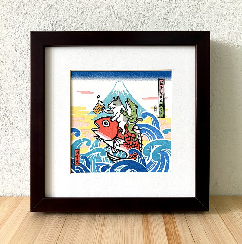 铅活字印刷 浮世绘 乘着鲷鱼 - 海报/装饰画/版画 - 纸 蓝色