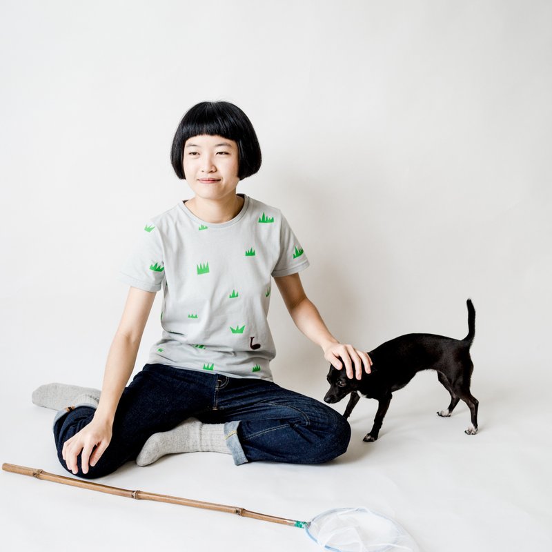 草里虫 / 棉制上衣 / t-shirt - 女装 T 恤 - 棉．麻 灰色