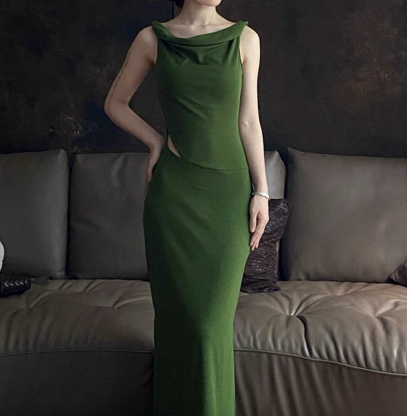 松绿 / 多穿式紧身连身裙 - 洋装/连衣裙 - 其他材质 绿色