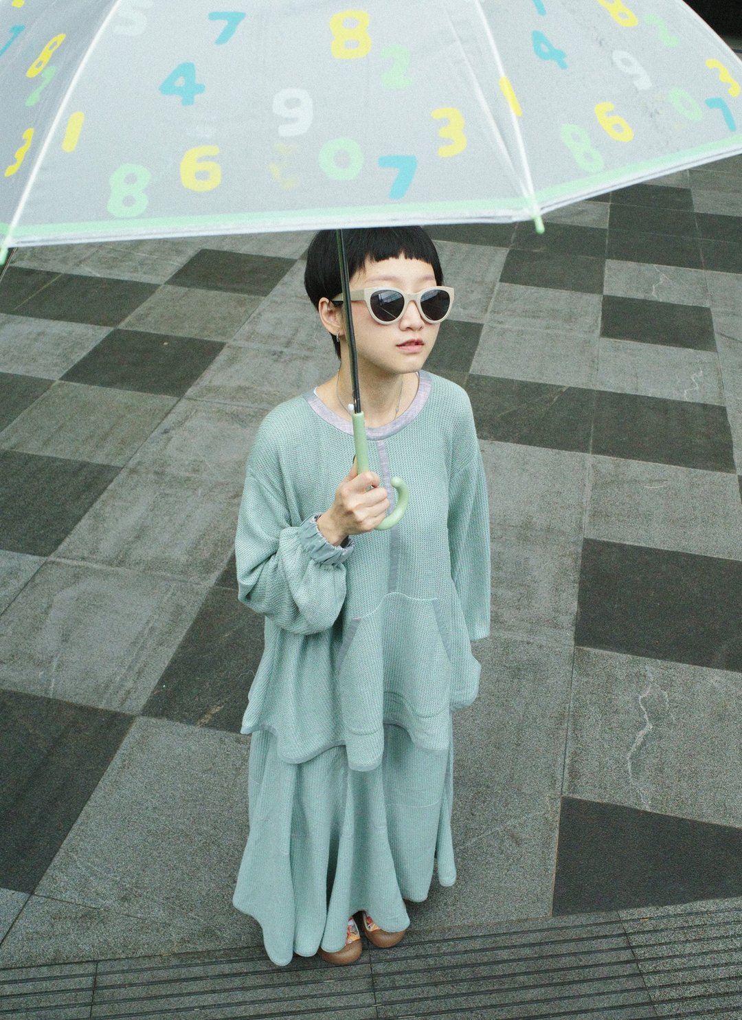 UUIN   _ 绿网伞状上衣 - 女装上衣 - 聚酯纤维 绿色