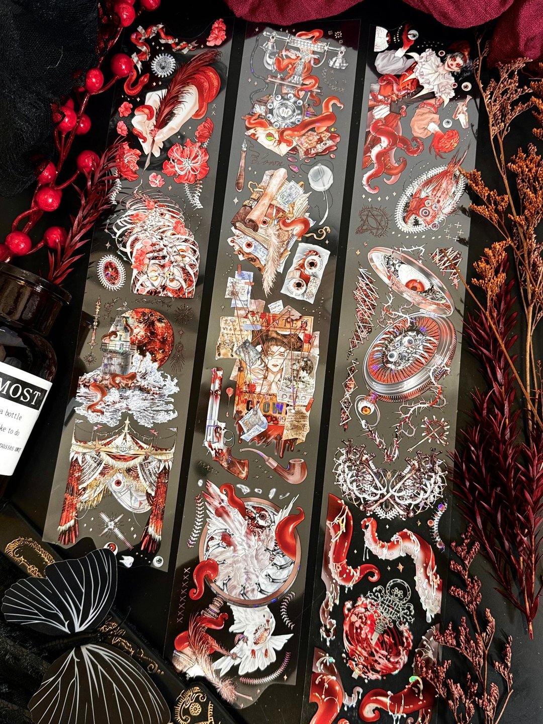 夜海诡戏 PET 纸胶带 白墨贝壳光 10米卷 - 纸胶带 - 塑料 多色
