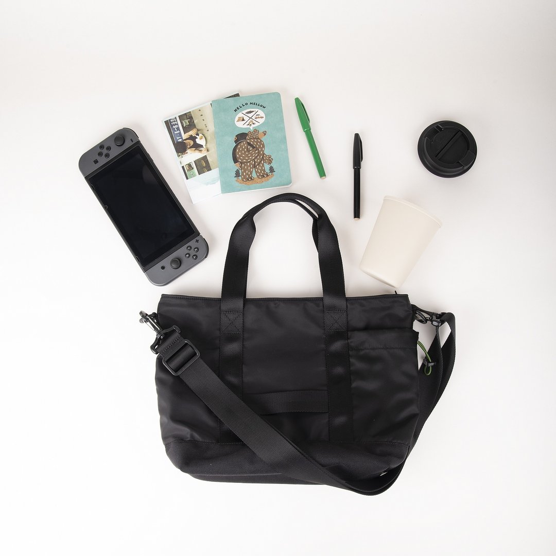 Tote+ 復古托特包 大容量 輕便防水 斜挎手提 優質尼龍 黑色 - 侧背包/斜挎包 - 尼龙 