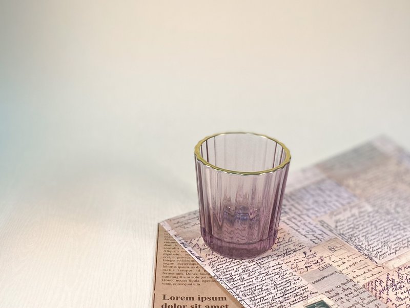 【限量烛杯定制】75ml藕粉镶金条纹杯(可选精油)/情人节礼盒 - 蜡烛/烛台 - 玻璃 