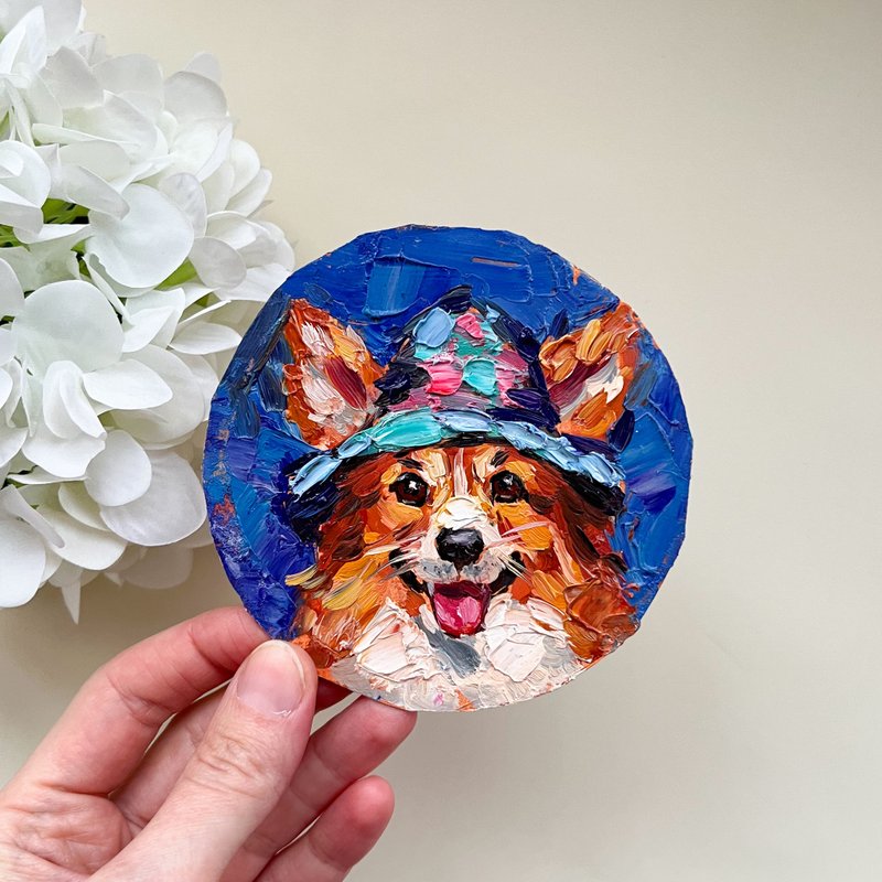 柯基犬画柯基犬原画原创艺术小画动物艺术 - 海报/装饰画/版画 - 其他材质 咖啡色