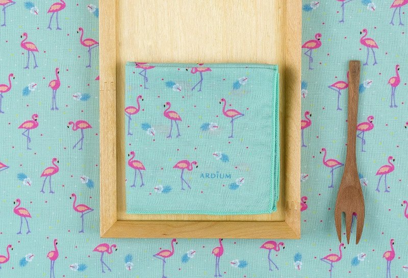Ardium Nature Hanky 手帕 - 红鹤 - 其他 - 棉．麻 绿色