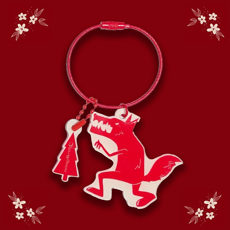 大野狼造型钥匙圈 质感升级 - 吊饰 - 压克力 红色