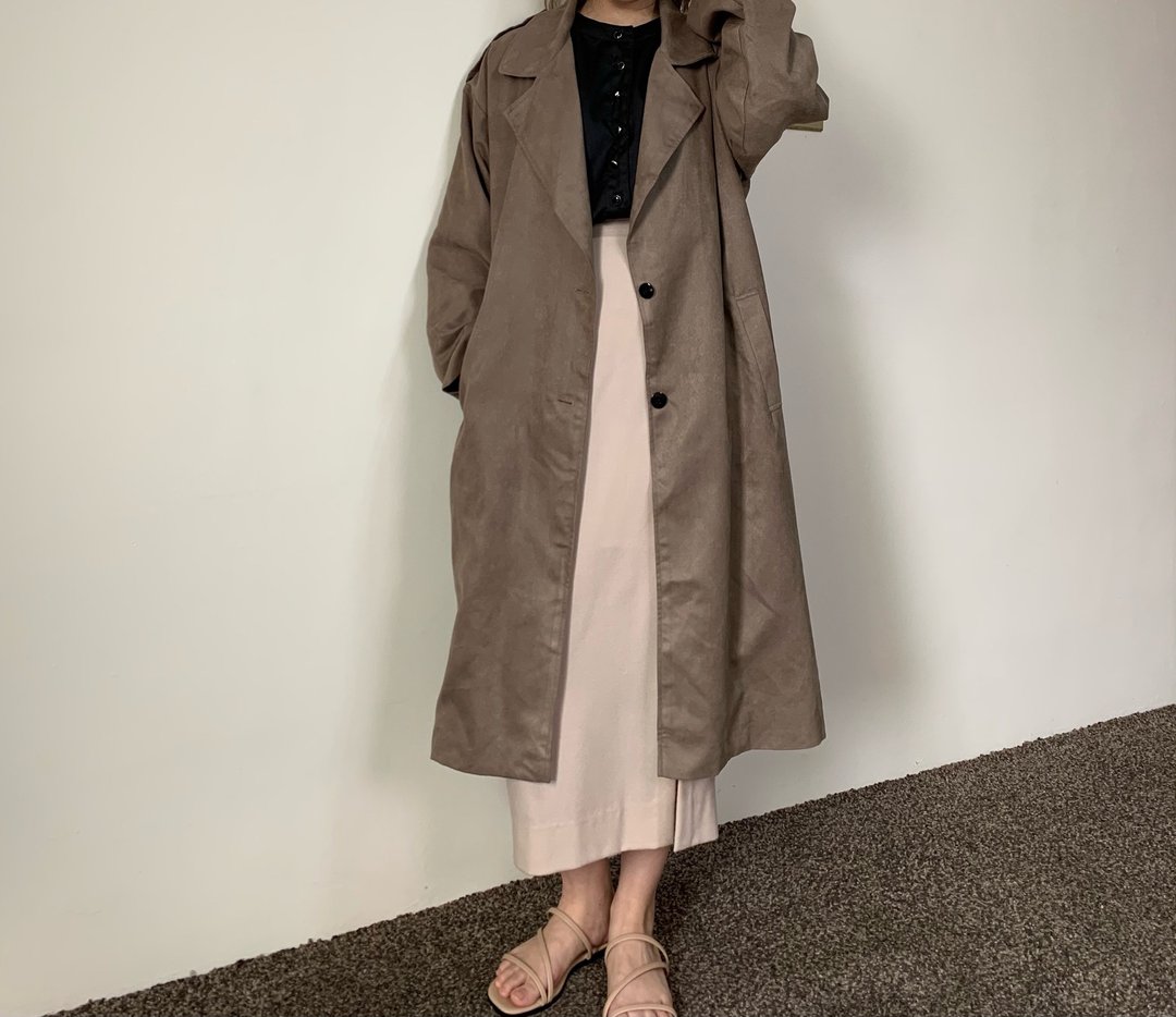 麂皮A型中长外套 - 女装休闲/机能外套 - 其他材质 