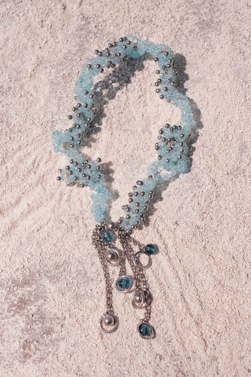 洄游 鱼卵串珠编织流苏项链 - 项链 - 其他材质 蓝色