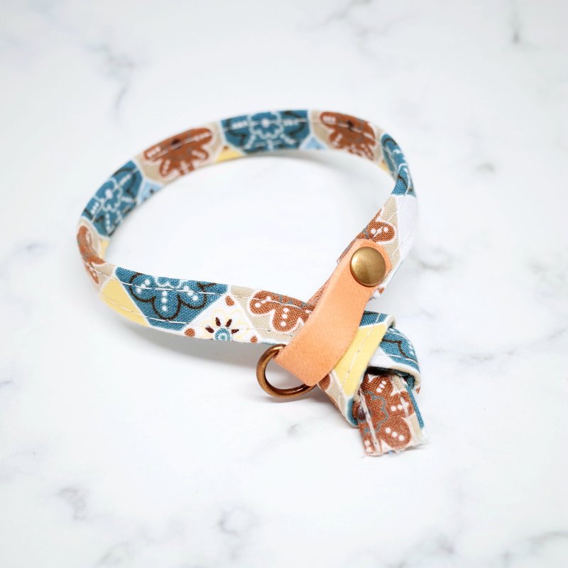 猫 项圈 复古方框地砖 图腾 可加购吊牌  附铃铛 - 项圈/牵绳 - 棉．麻 