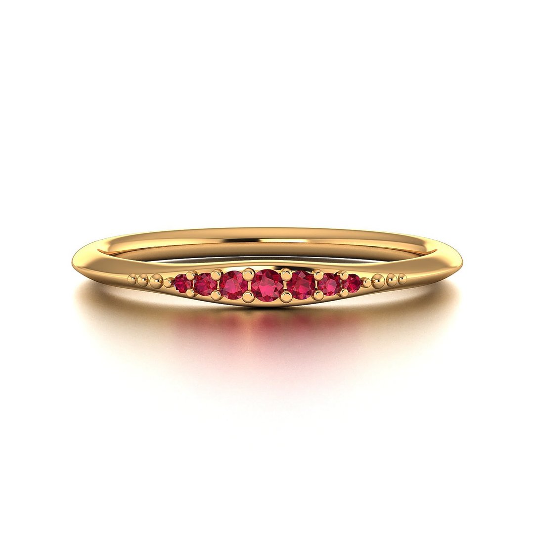 【PurpleMay Jewellery】18K金简约渐变红宝石戒指 婚戒, R016-1 - 戒指 - 宝石 红色