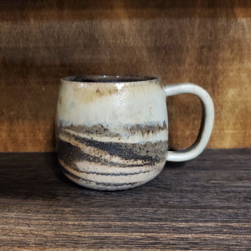 柴烧陶绞泥马克杯 / 咖啡杯 - 咖啡杯/马克杯 - 陶 黑色